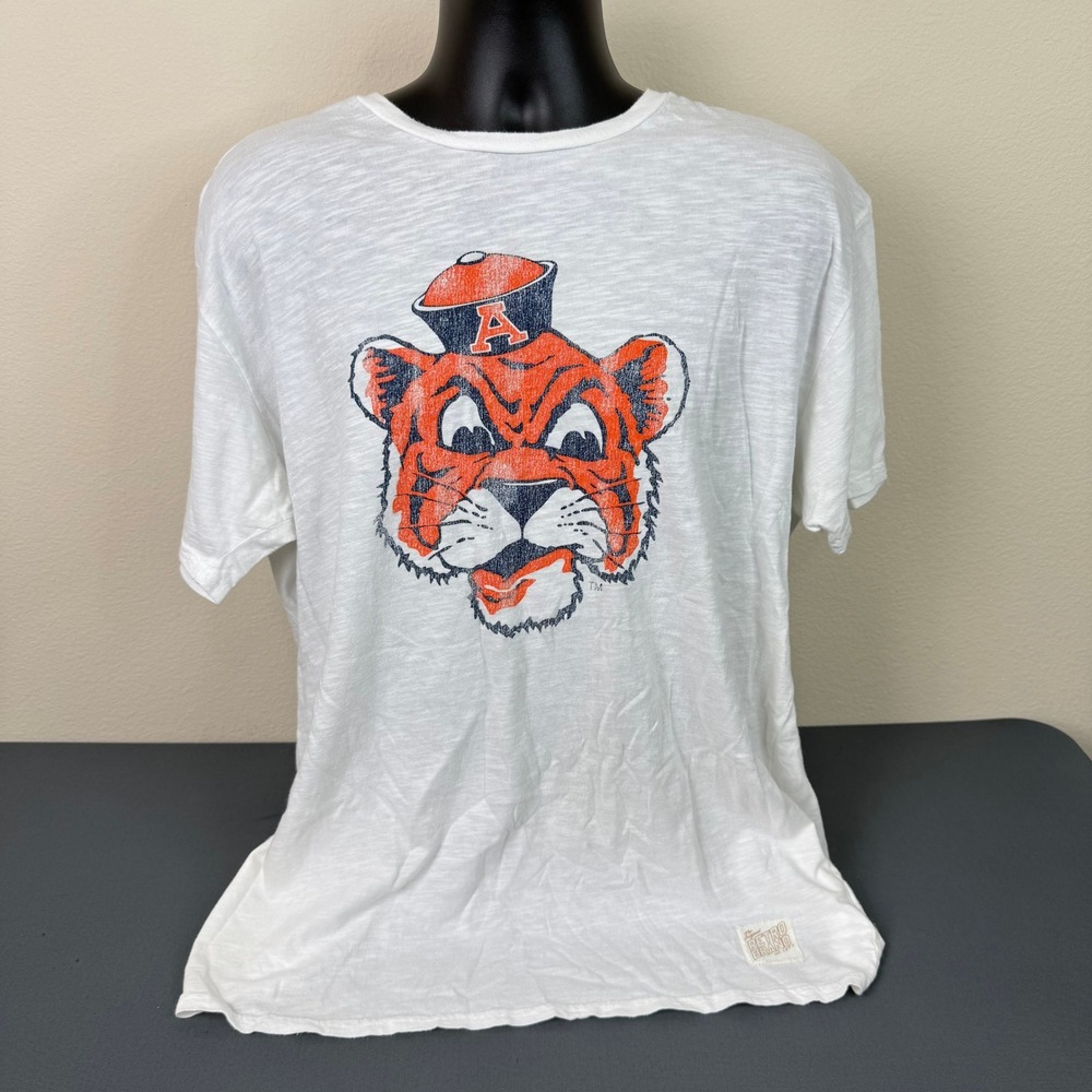 The Original Retro Brand Men's Old Logo Auburn University T-Shirt White Size XL